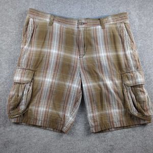 Tommy Bahama Jeans Cargo Shorts Mens 40 Brown Multicolor Plaid Relax Bermuda